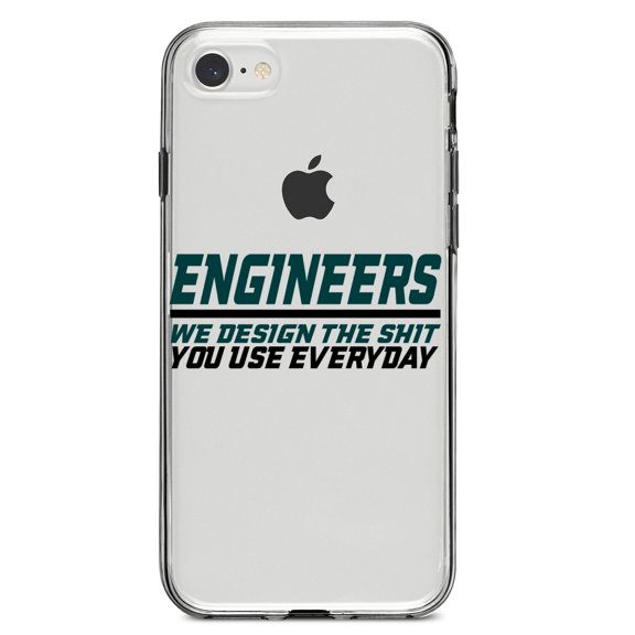 DistinctInk Clear Shockproof Hybrid Case for iPhone 7 8 SE (2020 Model) 4.7" Screen TPU Bumper Acrylic Back Tempered Glass Screen Protector - Engineers Design What You Use Everyday