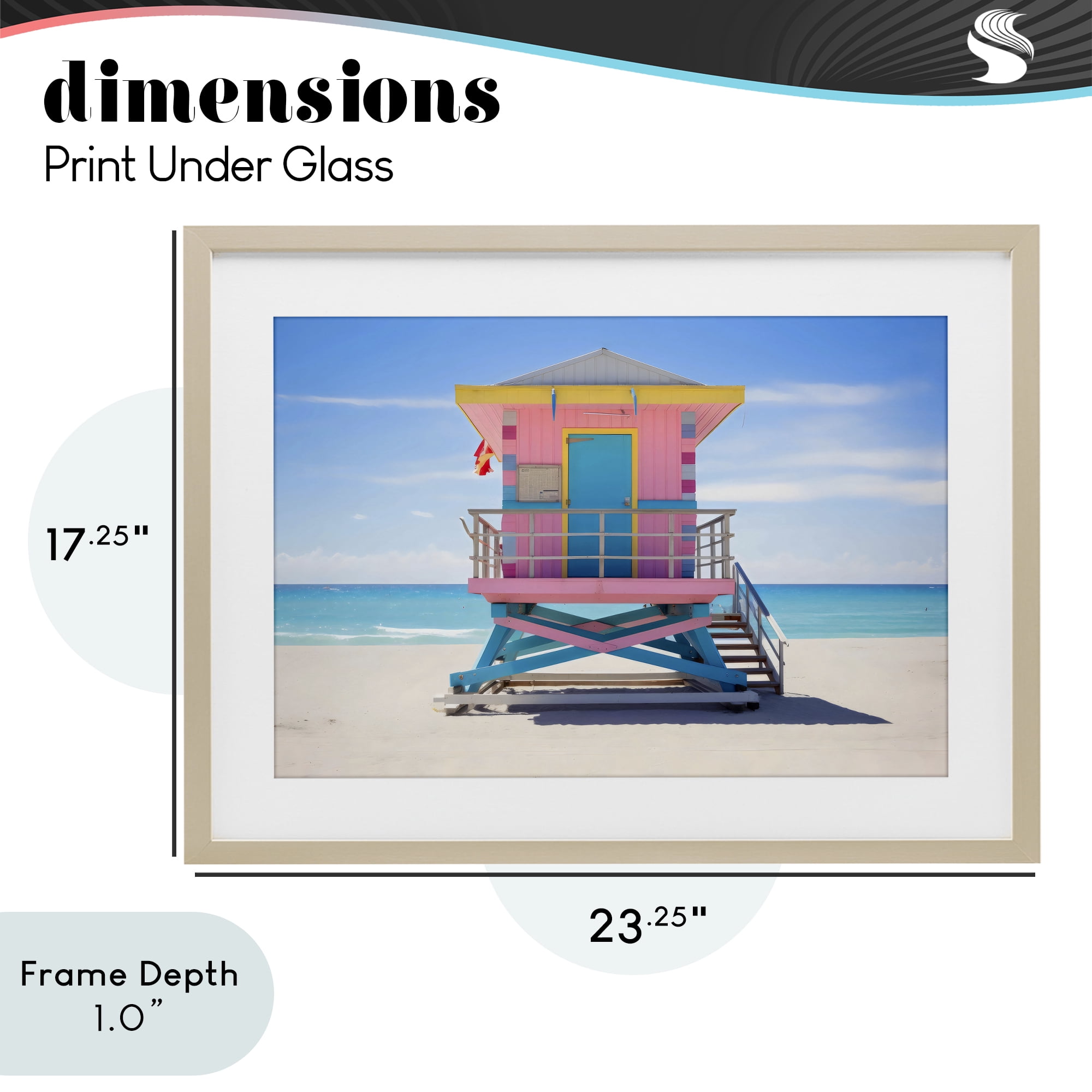 Stupell Industries Pastel Lifeguard Hut on Beach Birch Framed Print Under Glass, design by Creative Studio