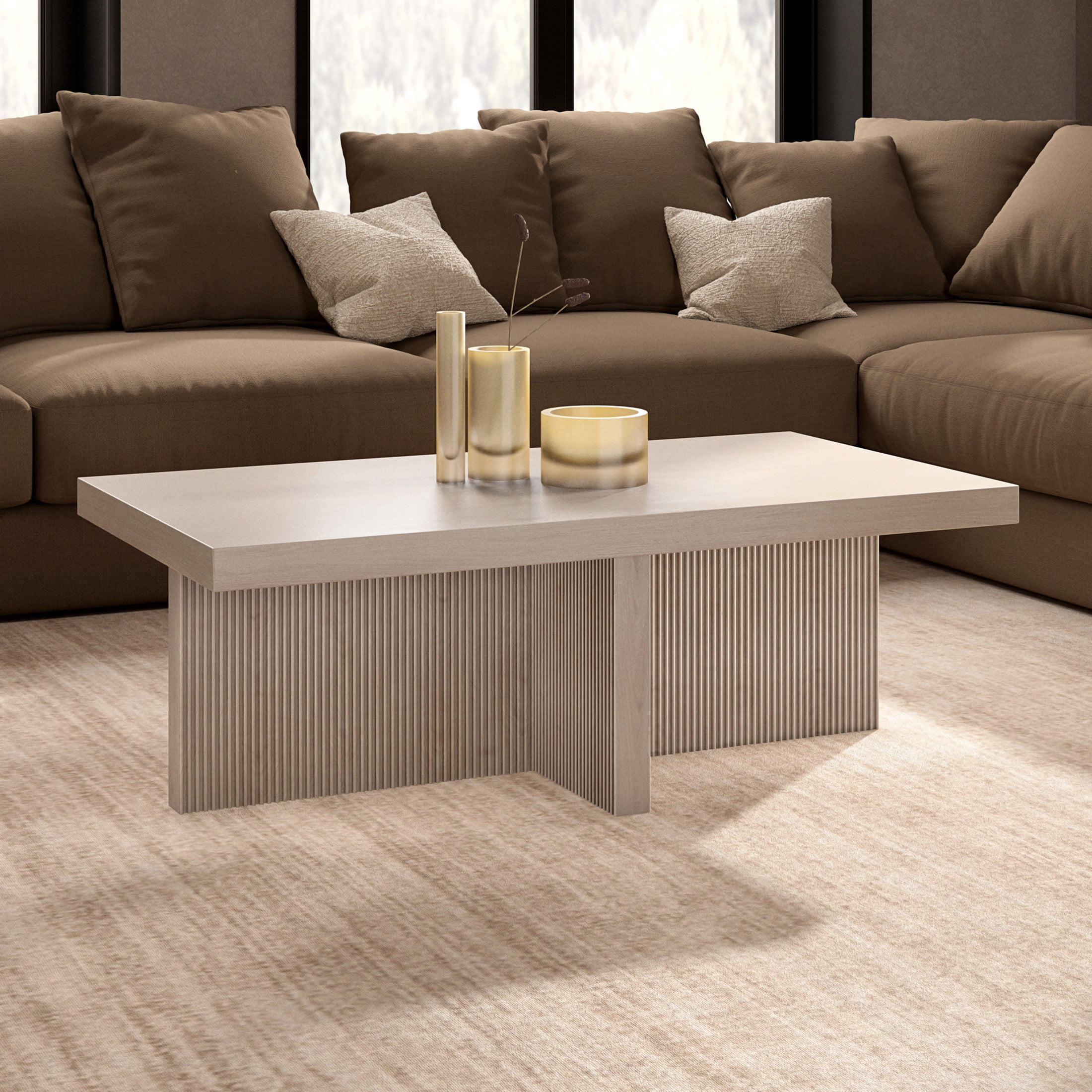 Evelyn&Zoe Scandinavian 44" Wide Alder White Coffee Table
