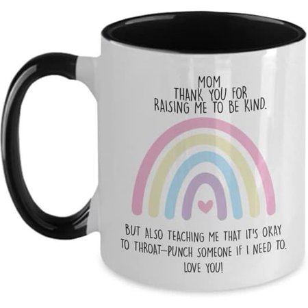 Funny Mother s Day Present Gift for Badass Mom Appreciation To My Mom Throat Punch Mug Black Coffee Cup for Military Mom