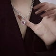 thumbnail image 2 of HOOUN Fashion Pink Crystal Pendant Necklace Pearl Clavicle Chain Necklace Shiny Wom:yq-A1, 2 of 9