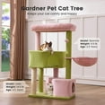 thumbnail image 6 of 41" Tall Pink&Green Cat Tree for Medium-Large Cats, Heavy Duty Cat Tower with 2.8in Posts & Washable Top Perches, Space-Saving Cat Furniture for Apartments, Easy to Assembly, 6 of 13