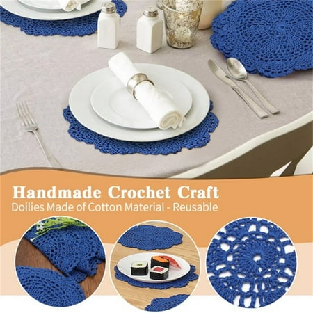 

HANXIULIN Hand Knitted Hook Floral Hollowed Out Circular Decorative Pads Foreign Trade Plate Pads Insulated Table MATS 20cm