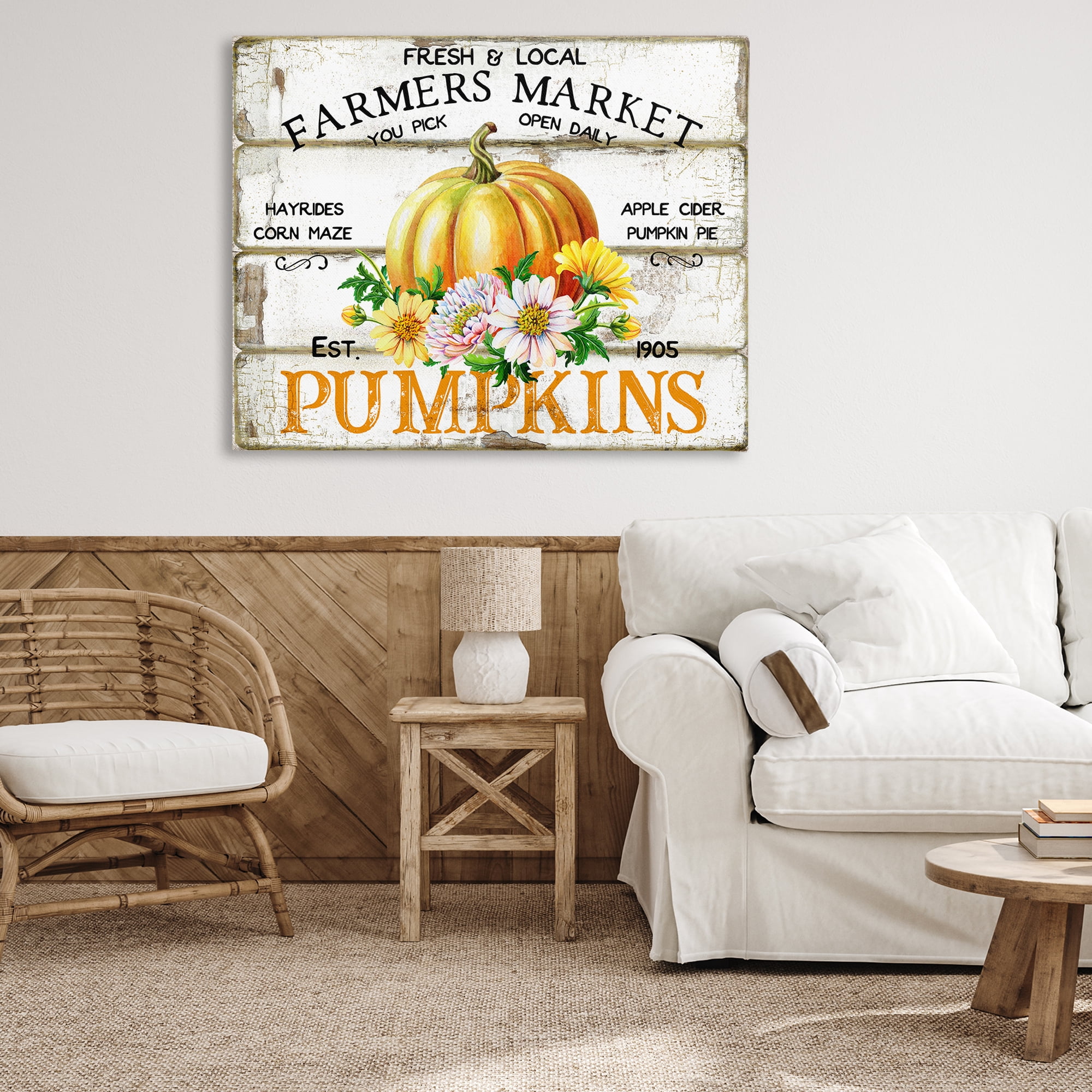 Stupell Industries Rustic & Floral Farm Market Holiday Painting Gallery Wrapped Canvas Art Prints Wall Art, 48 x 36