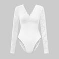 thumbnail image 3 of Daiosportswear Lace Bodysuit for Women Long Sleeve V Neck Body Suits，Shorts for Women, 3 of 8
