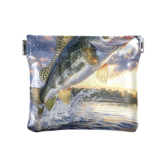 Leather Coin Wallet 4.33x3.74 Inch Portable Coin Wallet Coin Wallet Paper Wallet Card Wallet Storage Wallet Stylish and Sophisticated Golden Fish Picture