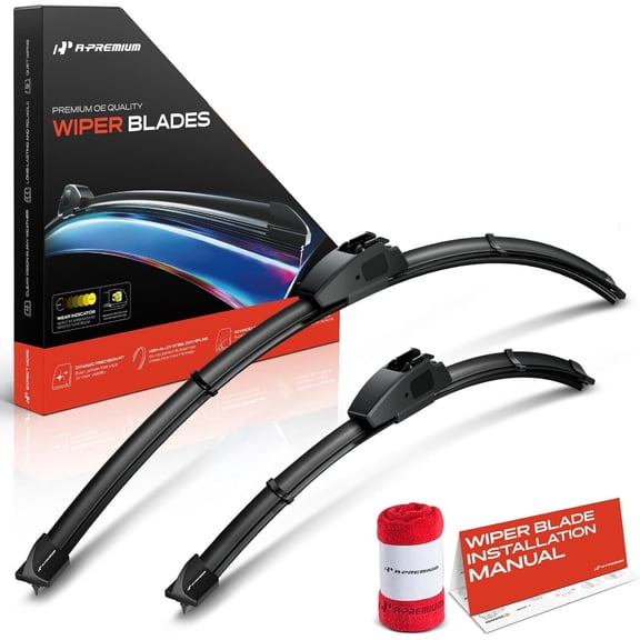 A-Premium 26" and 16" Windshield Wiper Blades Compatible with Hyundai Elantra 2016-2020, Elantra GT 2018-2020, Accent 2012-2022 - Hook Connector, with Wear Indicator & Towel (Pack of 2)