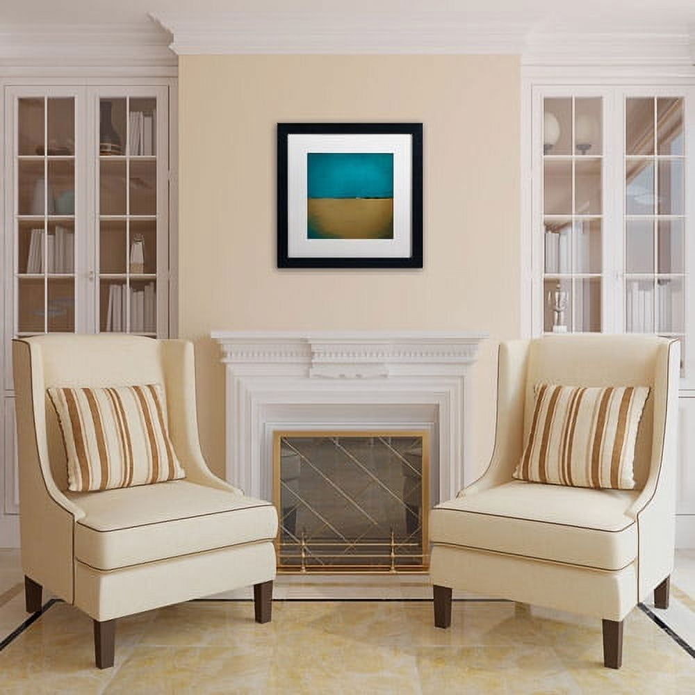 Trademark Fine Art "Teal Horizon" Canvas Art by Nicole Dietz, White Matte, Black Frame