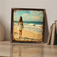 thumbnail image 3 of Ocean Beach Girl Artwork Wooden Sign Wall Plaque - Vintage Art Decoration, Wall Decoration - Ideal Gift For Home Decoration, Living Room, Bathroom, Bedroom, Garden, Dining, Bar, Cafe, Festival Part, 3 of 7