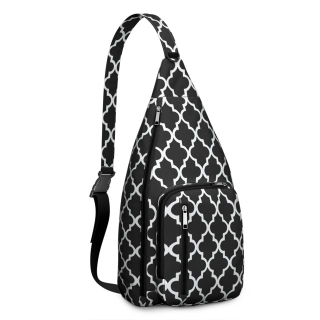 Abstract Plaid Sling Backpack - Modern Artistic Checkered Pattern Shoulder Bag, Durable Pack for Outdoor Adventures