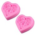 thumbnail image 2 of EeaseMX Molde de silicona para fondant con forma de rosa y corazón 3D, ideal para decorar pasteles, pudines, chocolate, jabón y arcilla polimérica, color rosa., 2 of 7