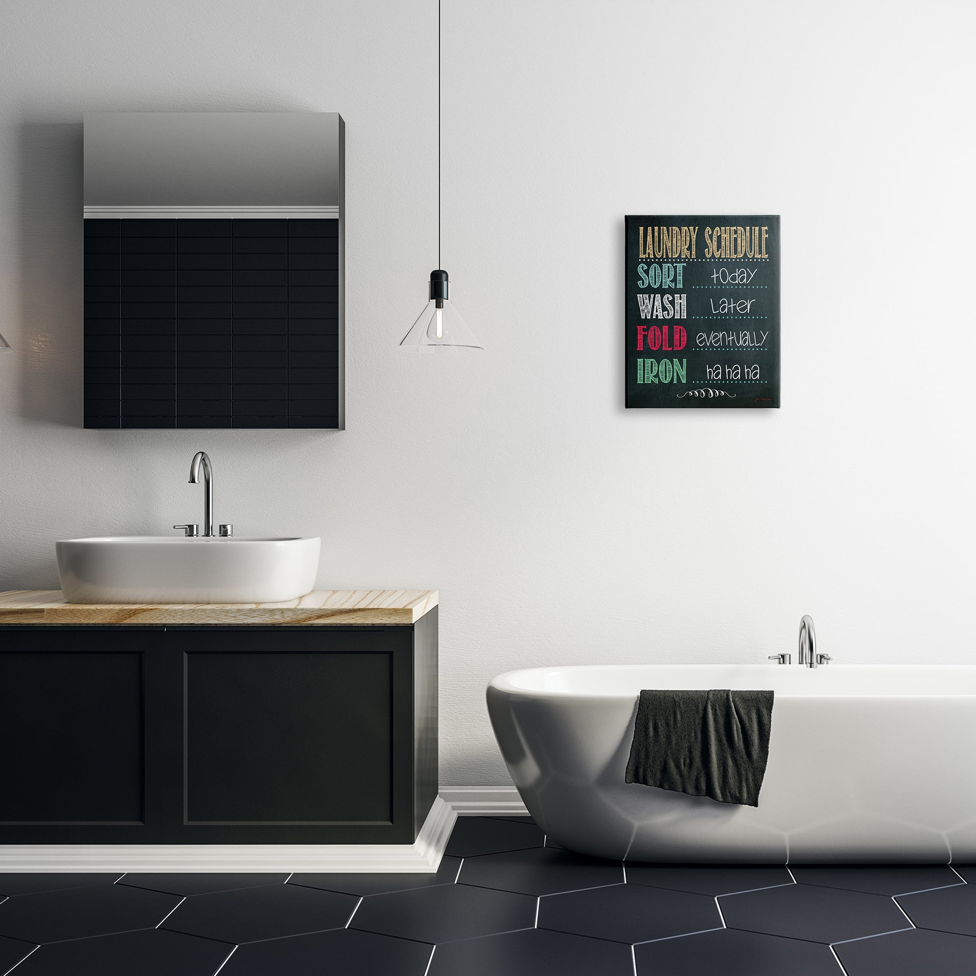 The Stupell Home Decor Collection Laundry Schedule Chalkboard Bathroom Stretched Canvas Wall Art, 16 x 1.5 x 20