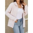 thumbnail image 4 of Textured Knit Collared Zip-Up Long Sleeve Classic Jacket for Women Pink Large, 4 of 5