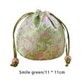 thumbnail image 2 of Brocade Jewelry Drawstring Bag Cute Mini Leakproof Portable Cute Mini Jewelry Flower Pattern Storage Pouch Pocket Gift Wrapping Accessories Green, 2 of 9