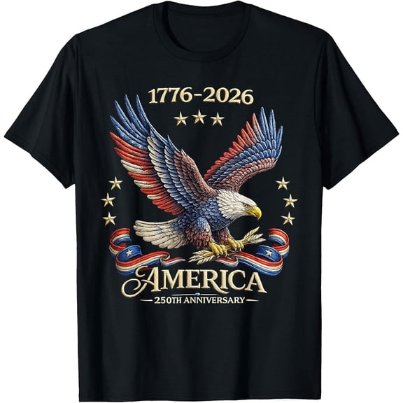 Men's USA Independence 250th Anniversary 1776 2026 Patriotic Eagle T-Shirt, Comfortable Breathable Soft Tee, Men's 100% Cotton Graphic T-Shirt 180gsm
