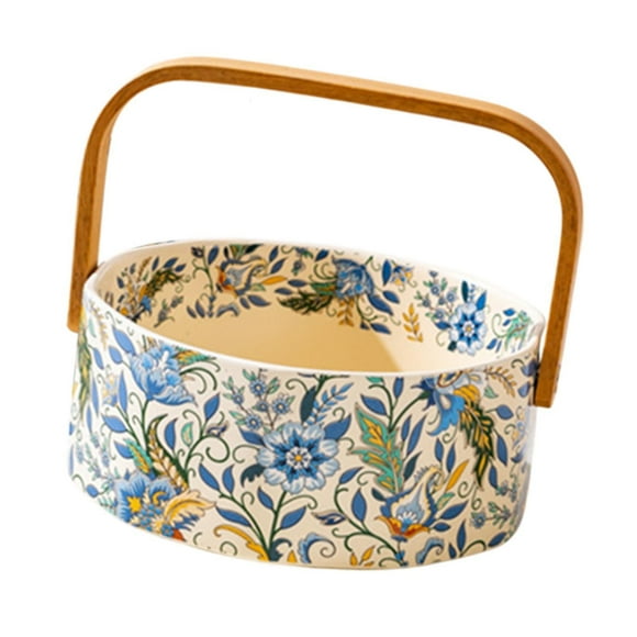 DOLITY Fruit Basket Floral Pattern Home Decoration Ceramic Eay to Carry Vanity Tray beige