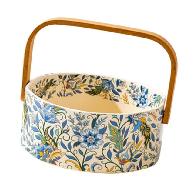 Bandeja de tocador de cesta de frutas Centro de mesa adornado elegante decorativo reutilizable cerámica portátil portátil organizador de maquillaje beige