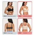 thumbnail image 6 of Exerin Women's Push Up Underwire Full Coverage Sculpting Uplift Support Hide Back Fat Bra(44DD,Beige), 6 of 8