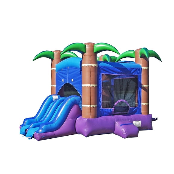 HeroKiddo Enchanted Forest Bounce House with Dual Slide, Commercial Grade PVC Vinyl, Basketball Hoop, Inflatable for Kids & Adults