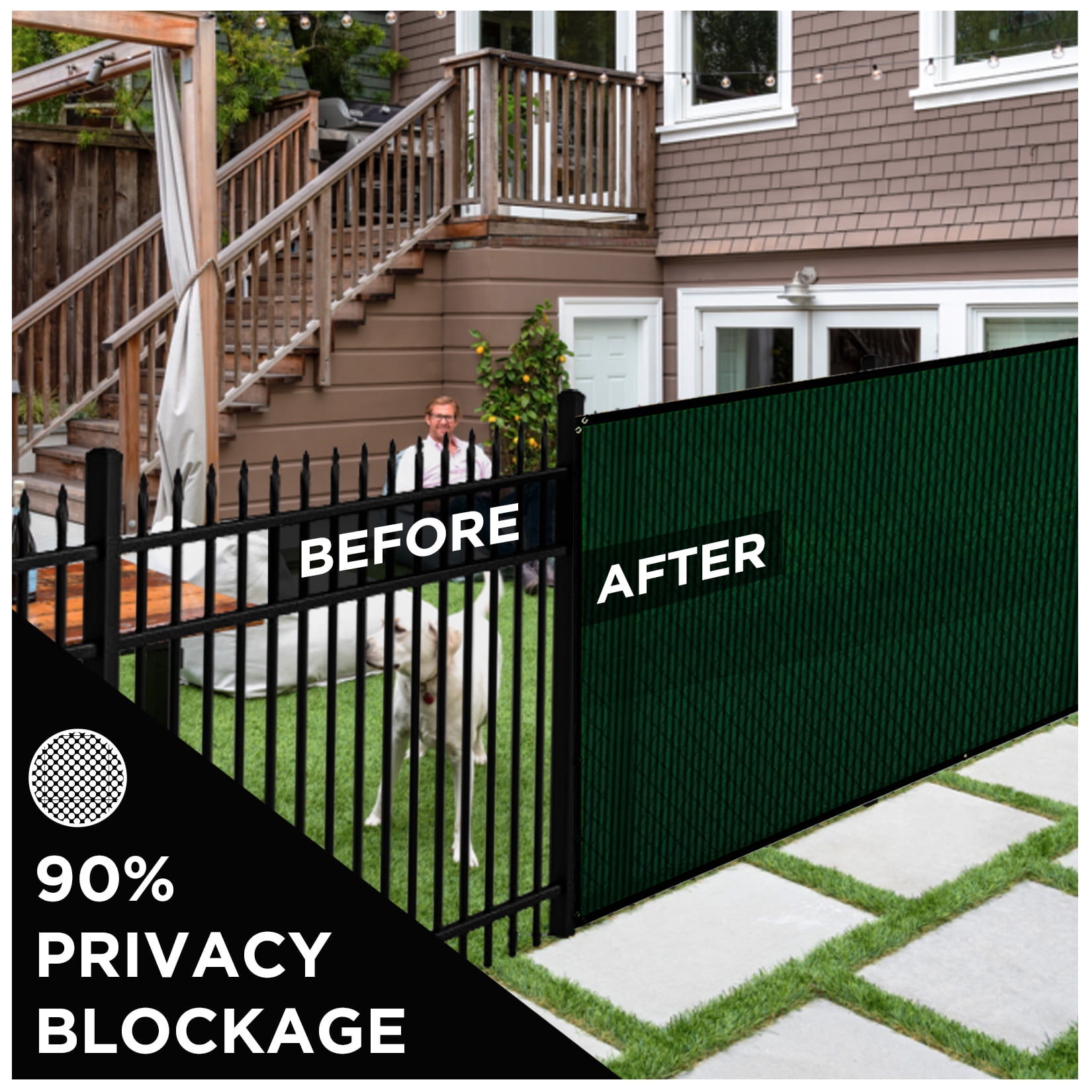 BOEN Privacy Fence Screen Netting, 92 in x 150 ft, Green, Reinforced Grommets, Construction Fence Screen