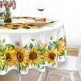thumbnail image 6 of Sunflower Tablecloth Round 70 Inch Yellow Floral Table Cloth Washable Reusable Farmhouse Sunflower Table Cover, for Home Patio Party Picnic Dinner Table Decor, 6 of 8