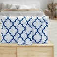 thumbnail image 4 of Mocassi Pattern Printed Pillowcases 2-Piece Set Egyptian Quality 1500 Thread Count Timeless Classic Designs Soft and Smooth Weave, Wrinkle Resistant, Quatrefoil Queen Pillowcase, Royal Blue, 4 of 5