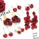 thumbnail image 1 of RV 6 piezas de pendientes de borla de pétalos de rosa roja, pendientes nupciales de Año Nuevo para mujer Rojo Verde, 1 of 5