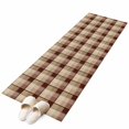 thumbnail image 2 of Brown Buffalo Plaid Washable Runner Rugs 2'x6', Geometric Check Abstract Line Gradient Low Pile Throw Entryway Rug Non-Slip Sturdy Edge Binding Carpet for Indoor Bedside Entrance Bedside, 2 of 9