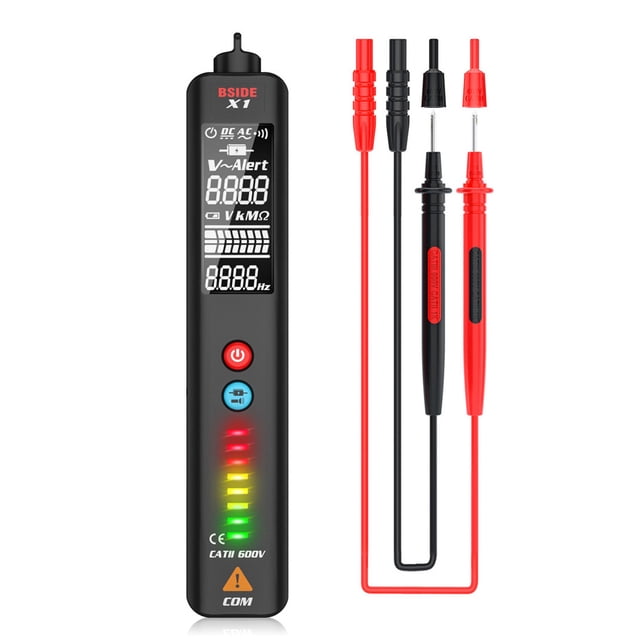 Kenally Multímetro, Detector de capacitancia de frecuencia de voltaje, probador de pantalla Digital, lápiz, medidor de electricista portátil con Medidores de medidas dimensionales Kenally TO007880-01B