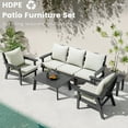 thumbnail image 3 of FOOWIN 7-Piece Patio Furniture Set, HDPE Outdoor Conversation Set with 5 Seating & Cushions, Perfect Patio Sofa Set for Garden, Porch, Backyard, Grey Frame with Beige Cushion, 3 of 7