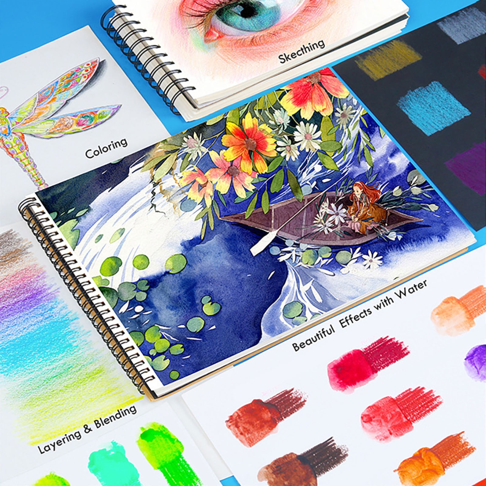 160 Watercolor Pencils, Beautiful Blending Effects with Wet or Dry,Ideal for Coloring Book Blending Sketching- Water Soluble Pencils for Adults
