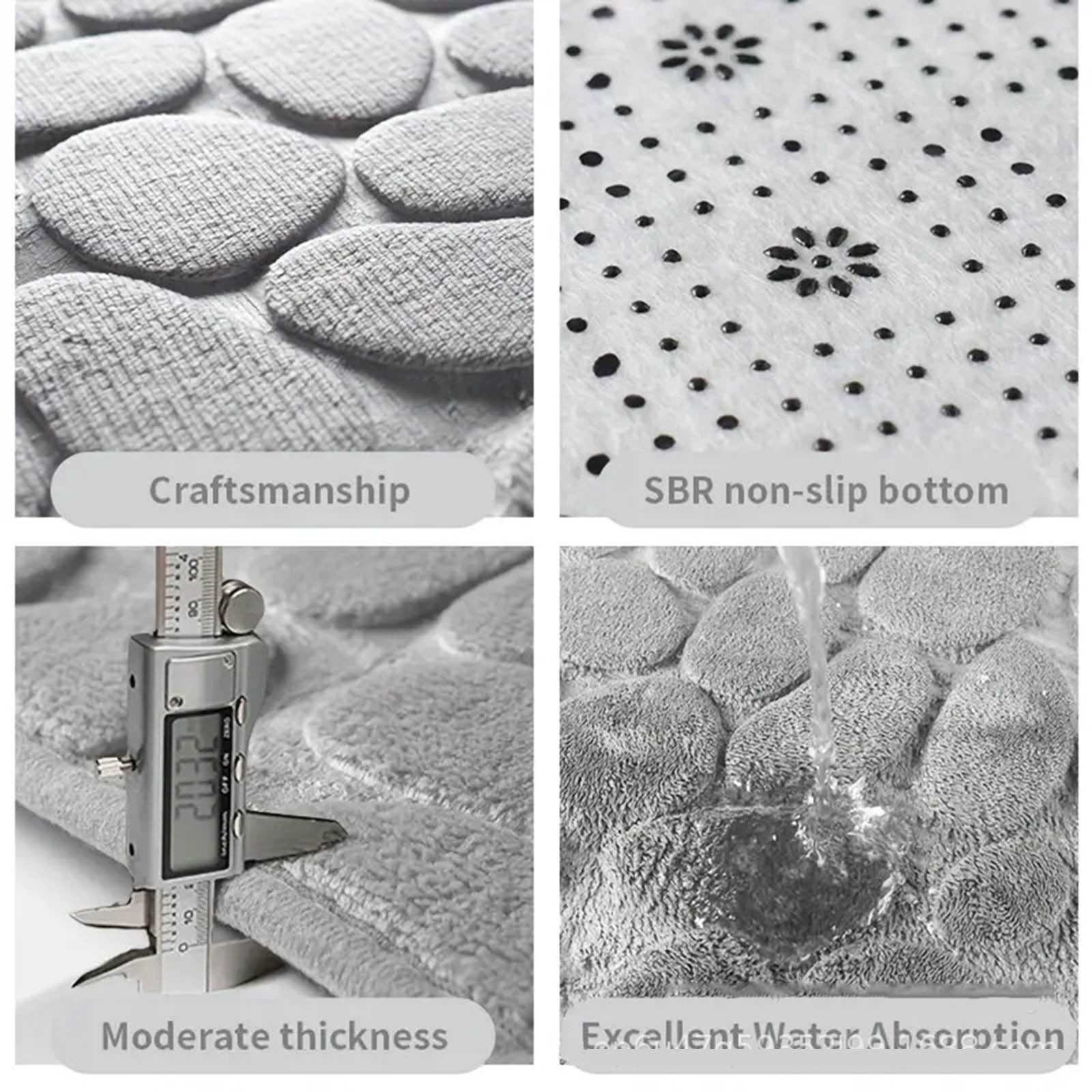 PALIFEUR Ultra Soft Bathroom Rugs, 20x47" Cobblestone Embossed Bath Mat Non-Slip Super Absorbent Carpet Durable Washable Rug Bath Mats for Bathroom Kitchen Shower Entrance, Beige