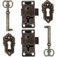 thumbnail image 1 of 2pcs Antique Cabinet Door Lock Furniture Lock Decorative Cupboard Locks Lock with Key Keyhole for Wooden Box Antique Jewelry Makeup Suitcase Furniture, 1 of 4