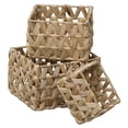 thumbnail image 6 of Rectangular Braided Water Hyacinth Baskets With Handles Natural Set of 3, 6 of 6