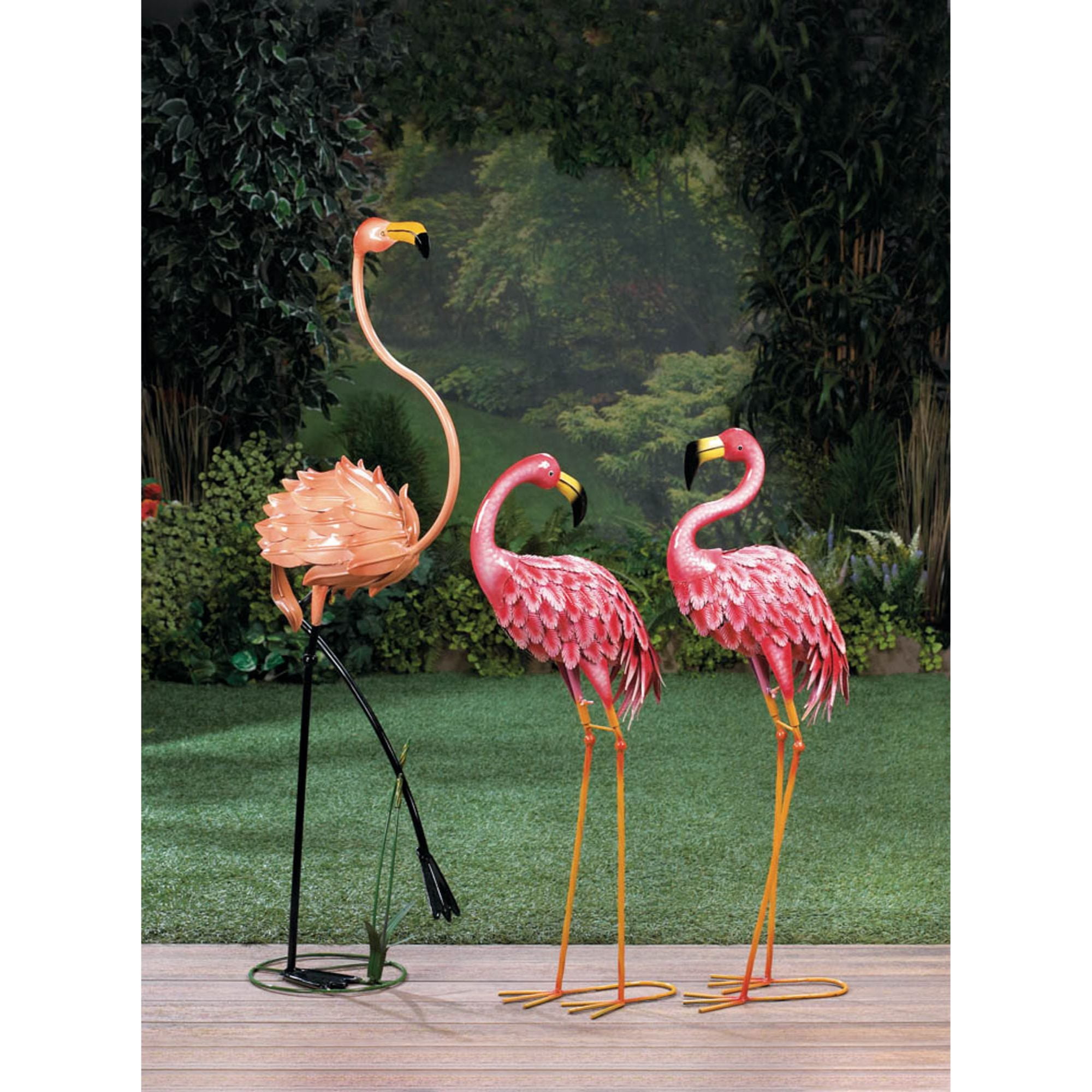 Zingz & Thingz Standing Flamingo Looking Back Outdoor Statue - 33" - Pink and Beige