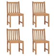 thumbnail image 2 of Juego de sillas de patio VidaXL, 4 sillas con cojines de madera de teca, color marrón, 2 of 9