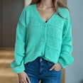 thumbnail image 5 of TMOYZQ Women's Fall Sweater Oversized Cable Knit Long Sleeve Open Front Cardigan Sweater Lightweight V-Neck Button Down Loose Sweater Coat Outwear, 5 of 7