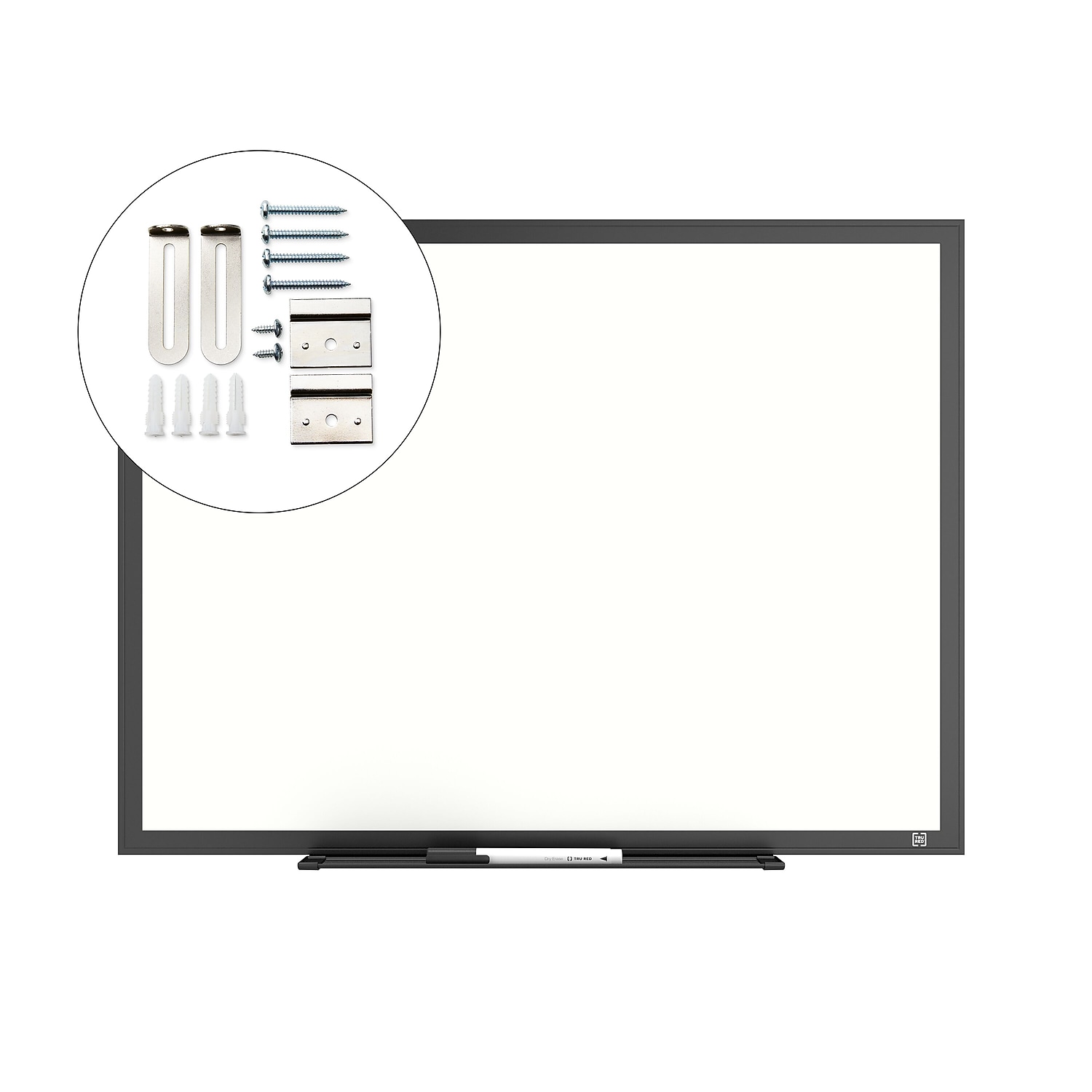 Staples TRU RED Melamine Dry Erase Board Black Frame 2' x 1.5' (TR59362)