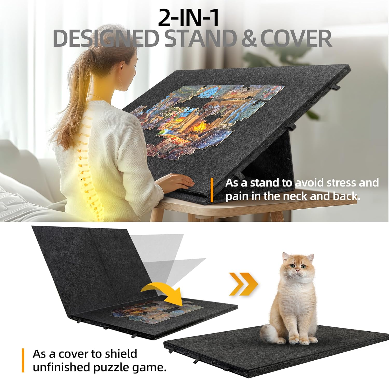 MAXVINI 1000 Piece Jigsaw Puzzle Board with 6 Drawers, Non-Slip Felt Foldable Puzzle Table, Under Couch Storage Organizer, Ideal Christmas & Holiday Gift for Puzzle Enthusiasts