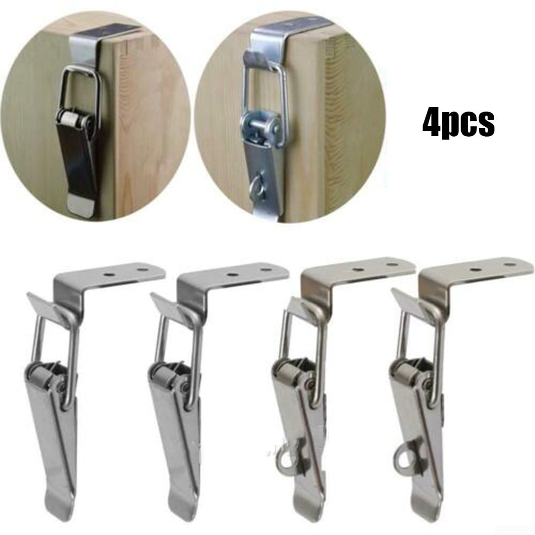 MroMax 90mm Spring Loaded Latch Catch Toggle Clamp Stainless Steel Duckbill Tensionlock Hasp for Cabinet Boxes Suitcase Safety Security Hardware Accessories Silver Tone 3pcs 
