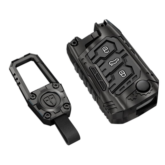 For Volkswagen Key Fob Cover with Keychain,Zinc Alloy Protection Car Key Case Accessories for Jetta Atlas Golf Alltrack GTI Passat Tiguan Silicone Smart Keyless Keyshell