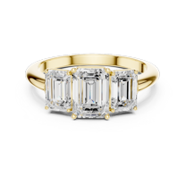 Zuwelria Certified Moissanite Promise Rings for Her | 1.86 Ct Latest Emerald Shape Moissanite Diamond Engagement Ring for Women |Three Stone Rings | 18K Yellow Gold Plated Silver Size 9