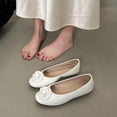 thumbnail image 2 of Wensltd Women Solid Color Ballet Flats Soft Soled Comfy Round Toe Flower Decor Shoes, 2 of 8
