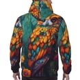 thumbnail image 7 of Uemuo Colorful Owl Forest Pattern Men's Hoodie - Casual Pullover Hoodie with Kangaroo Pocket, Stylish Hooded Sweatshirt for Everyday Wear-Large, 7 of 7