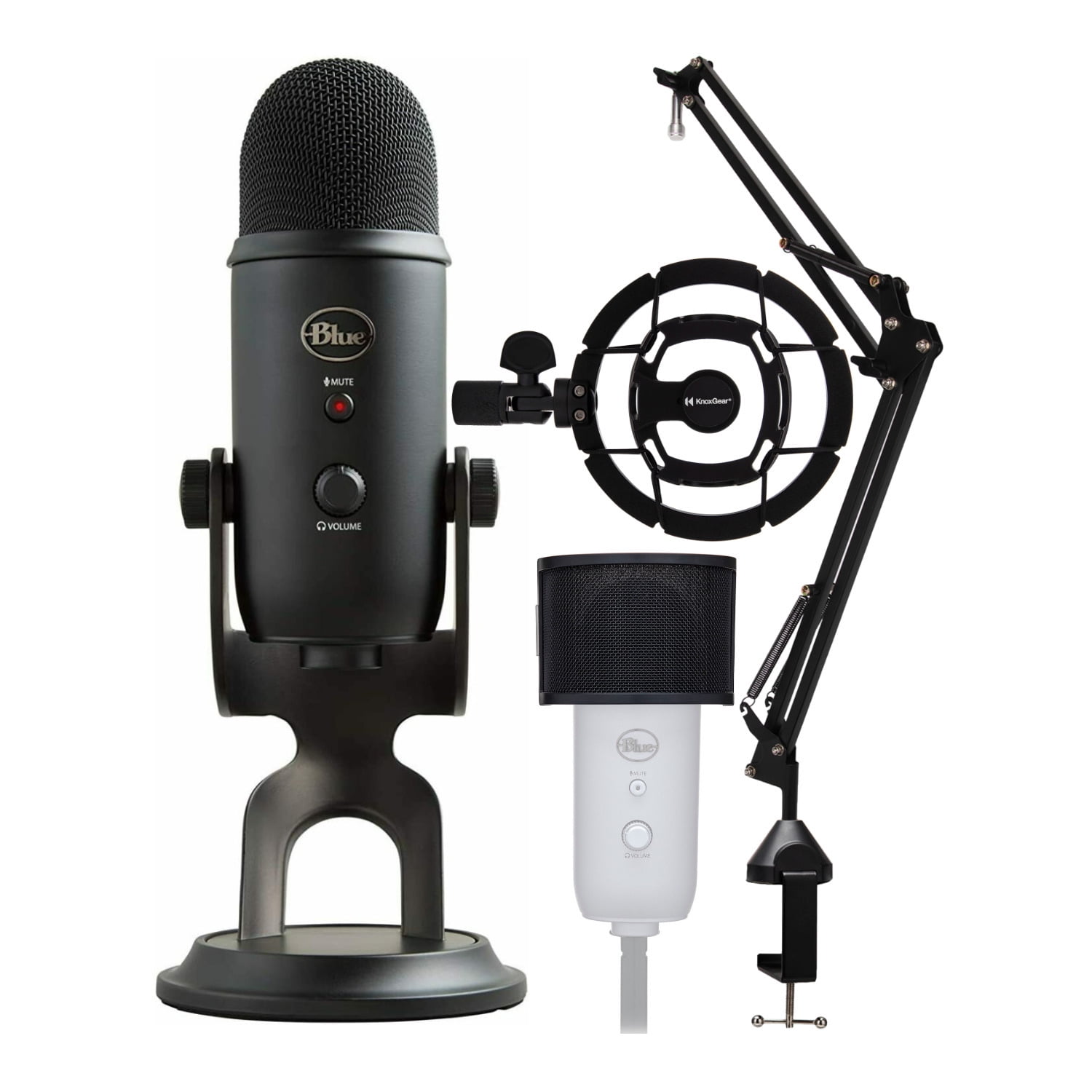 Kollisionskursus Besættelse Overflod BLUE Microphones Yeti USB Microphone (Blackout) with Boom Arm & Mount  Bundle - Walmart.com