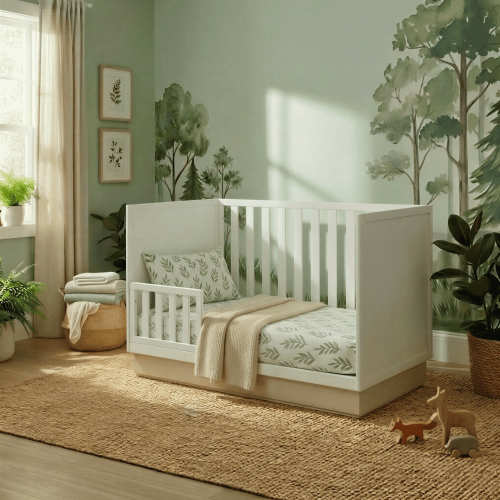 Little Seeds Dawn 4-in-1 Convertible Crib, Black/Acorn