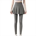 thumbnail image 3 of lcziwo Women High Waisted Pants summer Cotton Yoga Leggings with Skirt Solid Color Butt Lifting Athletic Leggings Dark Gray L, 3 of 10