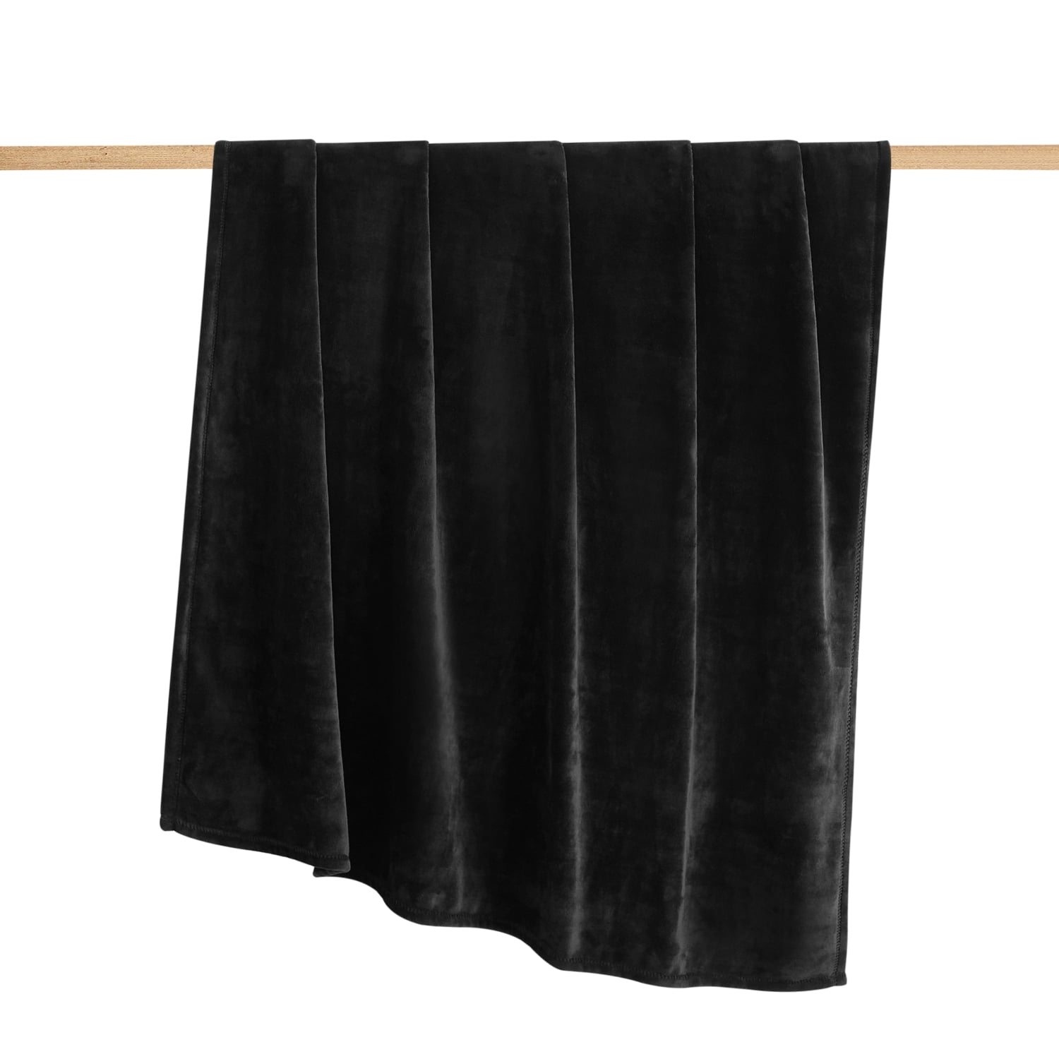 Mainstays Super Soft Plush Oversized Couch Throw Blanket, Black, 50 x 72 in