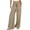 Khaki, variant on Penkiiy Women Linen Palazzo Pants Summer Casual Loose High Waist Wide Leg Long Lounge Pant Trousers with Pocket 3XL Black
