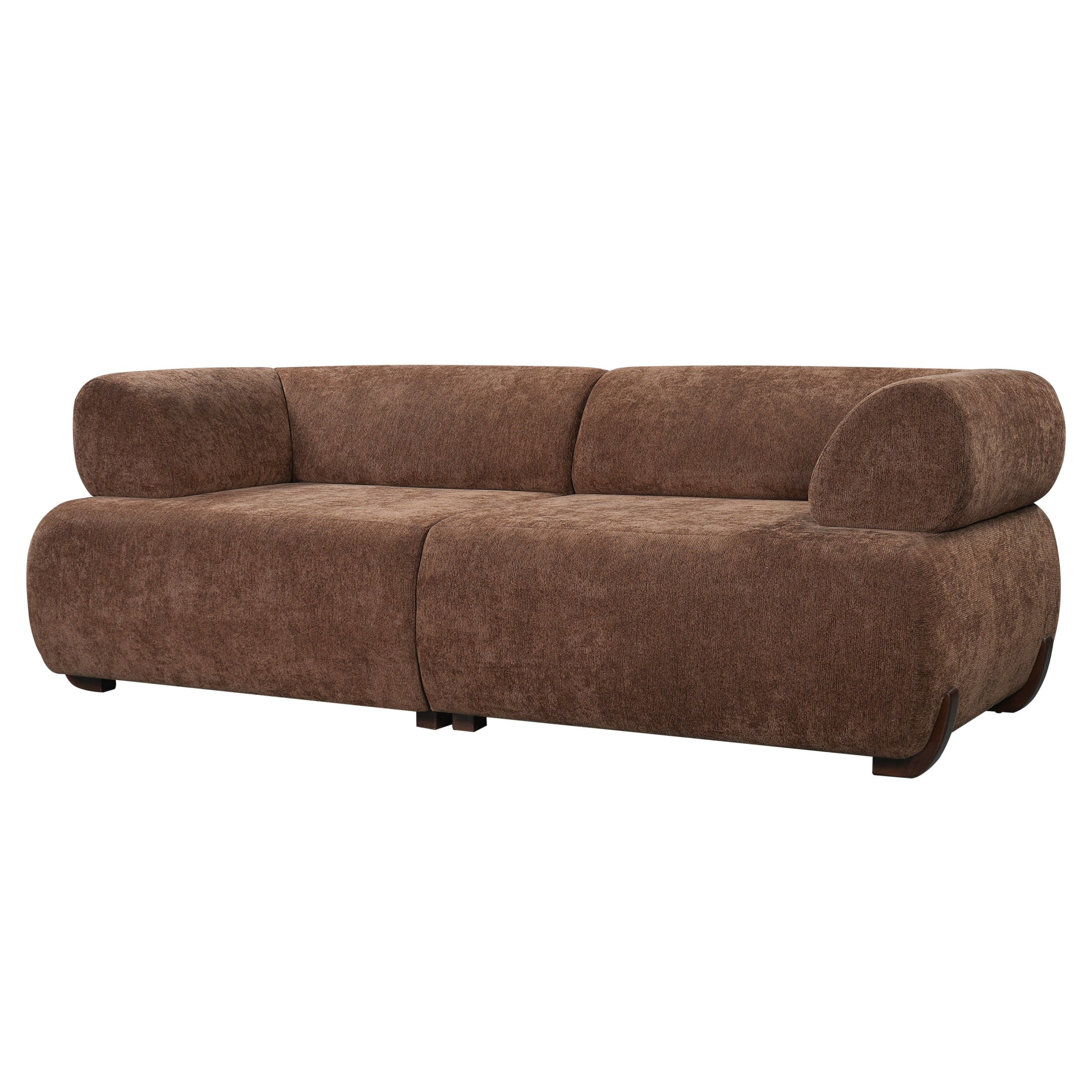 Christopher Knight Home 83" Minimalist Upholstered Sofa, 3-Seat Modular Couch with Round Arms, Mocha